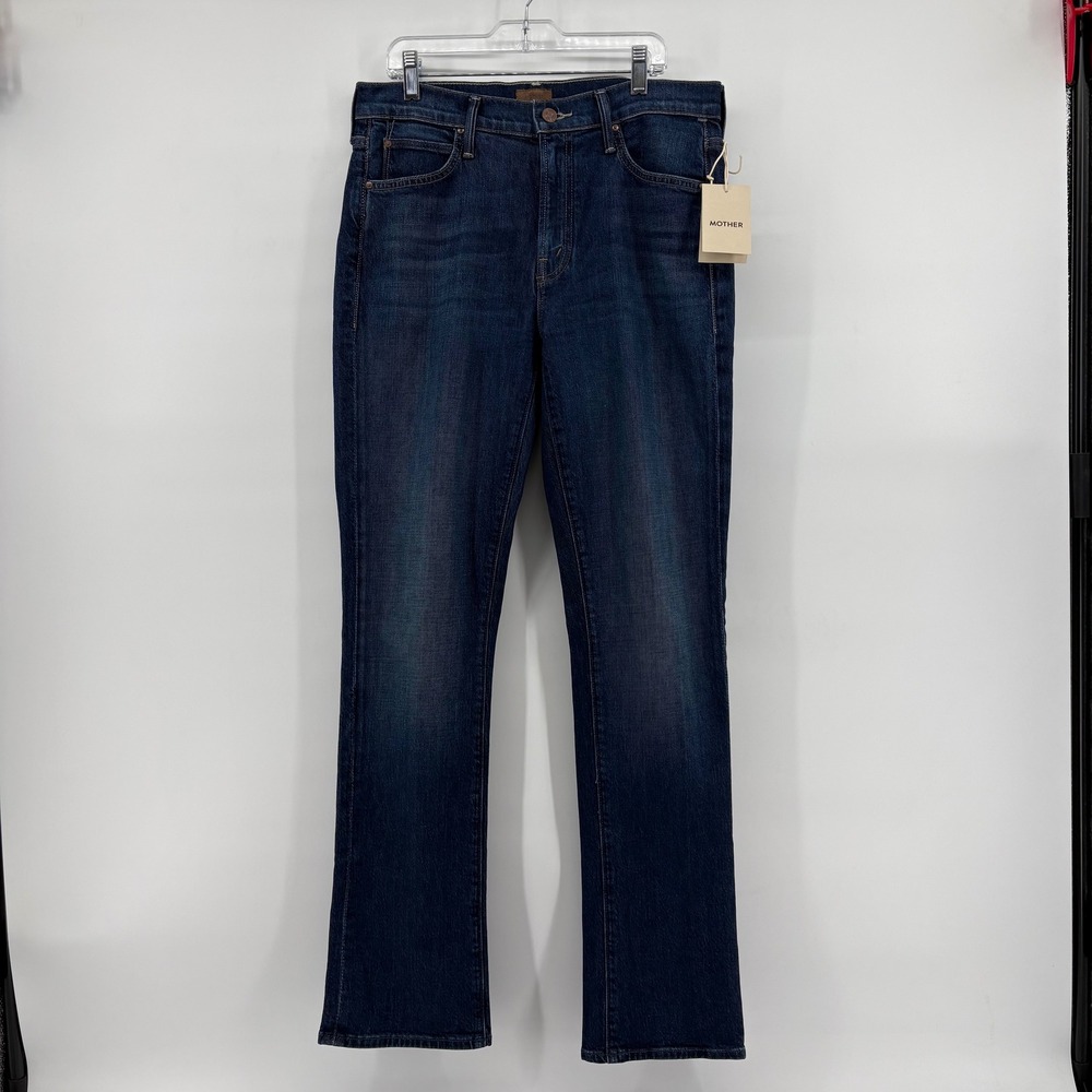 MOTHER The Rascal Skimp Jeans Shine On Dark Blue Straight Leg 10424-1728 Size 29 - Picture 3 of 12
